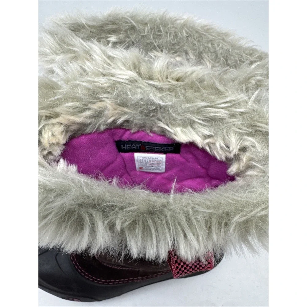 The North Face Boots Girls Youth 4 Snow Winter Shearling Brown Rubber  Pull On